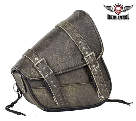 Dream Apparel Motorcycle Saddle Bags Leather Solo Swing Arm Bag For