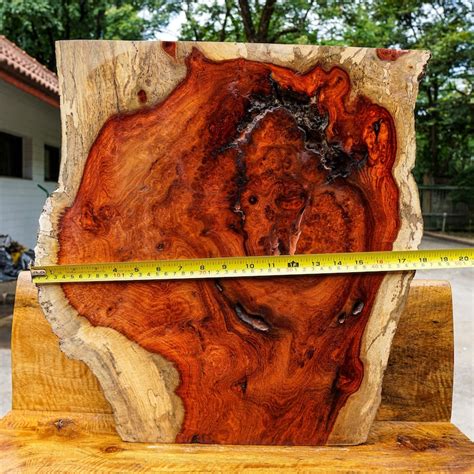 Red Amboyna Burl Lumber Live Edge Diy Resin Art Epoxy Natural Slab Wood