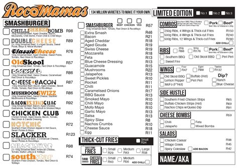 RocoMamas Menu Prices South Africa