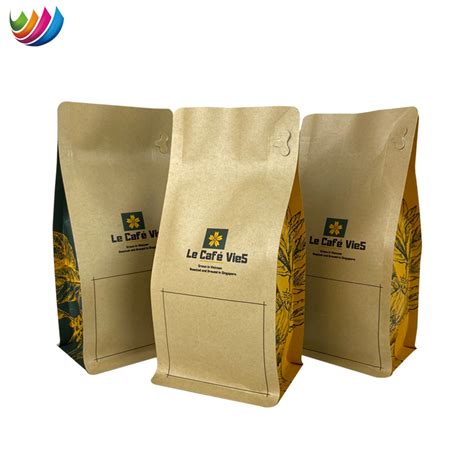 Factory Price Tea Kraft Paper Flat Bottom Coffee Bag Packaging With