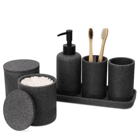 Dracelo 6 Piece Bathroom Accessory Set With Soap Dispenser Tray 2