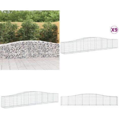 Paniers à gabions arqués 9 pcs 400x50x60 80 cm Fer galvanisé panier