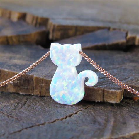 Opal Cat Necklace Etsy