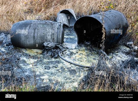 Hazardous Waste Spillage Of Industrial Toxic Waste In Nature