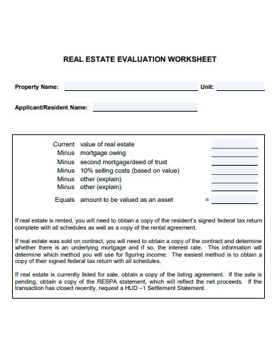 Free Evaluation Worksheet Samples In Pdf Ms Word