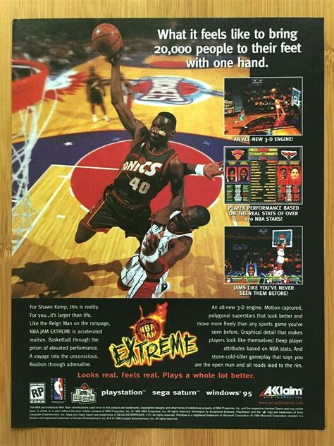 NBA Jam Extreme PS1 Sega Saturn 1996 Print Ad Poster Original Official