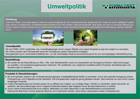 Umweltmanagement DIN EN ISO 14001 2015 FORM TEST