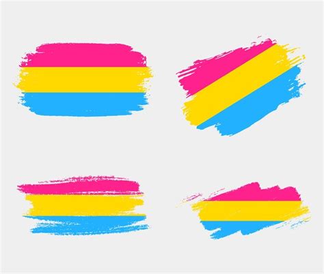 Bandera De Pansexualidad Pintada Con Pincel Sobre Fondo Blanco Concepto