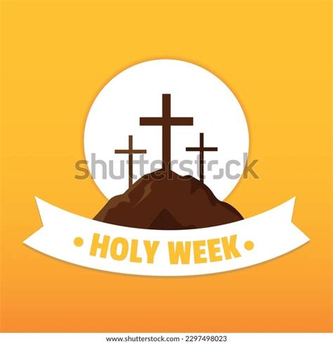 Colored Holy Week Poster Three Crosses Stock Vector Royalty Free