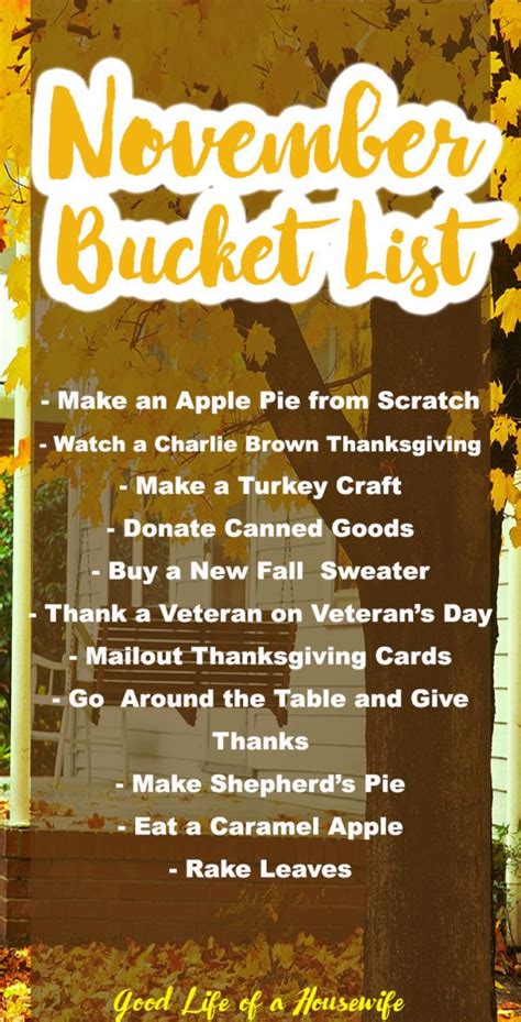 November Bucket List November Fun Good Life Of A Housewife Fall