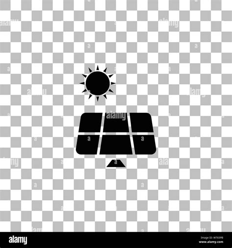 Solar Panel Black Flat Icon On A Transparent Background Pictogram For