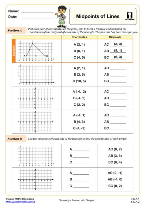 Midpoints Of Lines Pdf Printable Geometry Worksheets