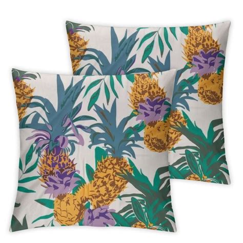 Ullo0ord Pineapple Throw Pillow Cover Colorful Pineapple With Square