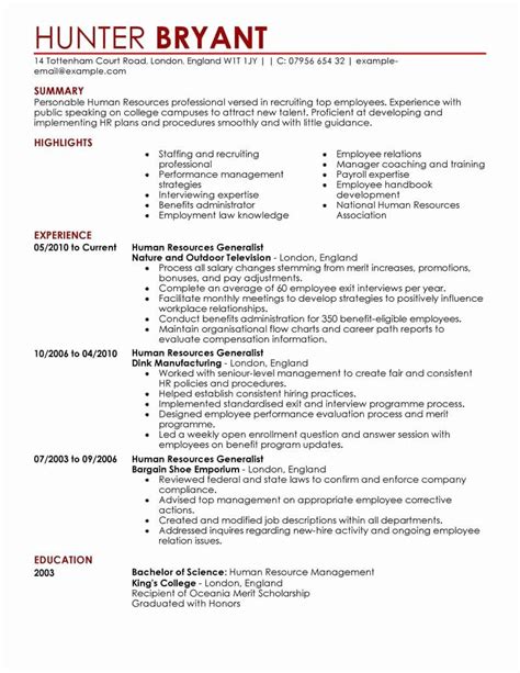 Hr Resume Summary Examples Resuerop