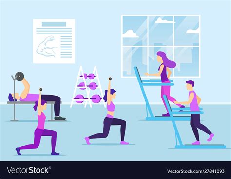 Cartoon Color Characters People And Fitness Gym Vector Image