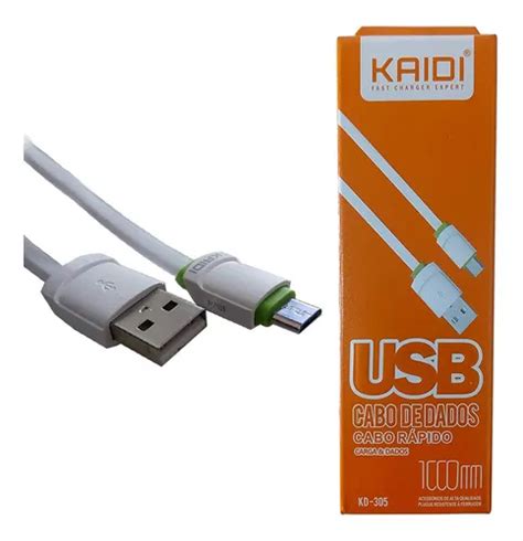 Cabo Micro Usb Carga Rápida E Dados Kaidi Kd 330m 3 Metros Cor Branco