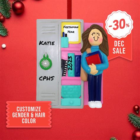 First Year High School Locker Ornament Personalized Freshman Christmas Decor 2023 High School