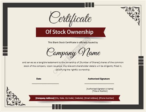 11 Free Stock Certificate Templates In Ms Word Format