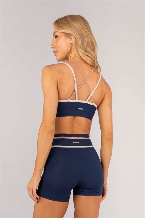 Kaisan Top Recortes e Alças Duplas Azul Marinho Nude Bege Ref K4603 A