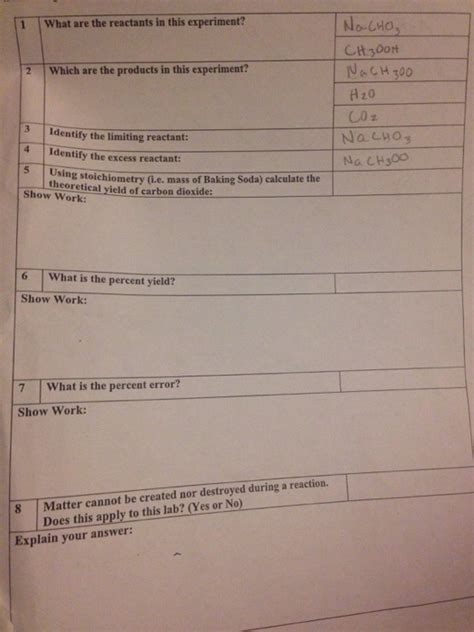 Vinegar And Baking Soda Stoichiometry Lab To Predict Chegg