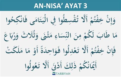 Surat An Nisa Ayat 3 Arti Per Kata Dan Tafsir