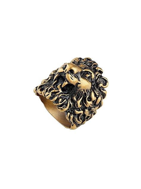 Gucci Ring With Lion Head In Gold Metallic Lyst