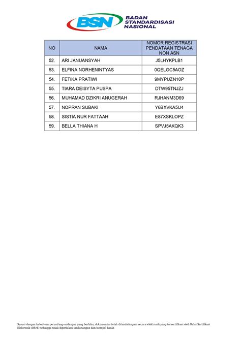 Hasil Pendataan Tenaga Non Aparatur Sipil Negara Di Lingkungan Bsn