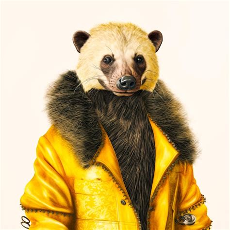 Premium Ai Image Anthropomorphic Honey Badger Wearing A Human Fur