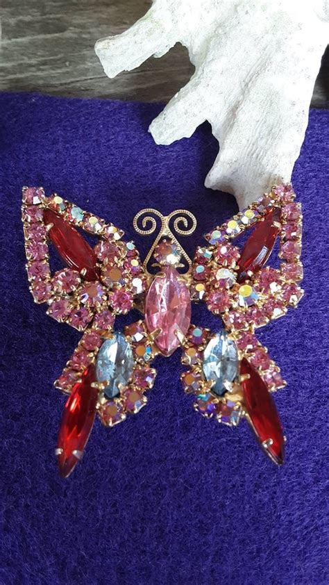 Vintage Juliana D E Rhinestone Butterfly Brooch Fabu Gem