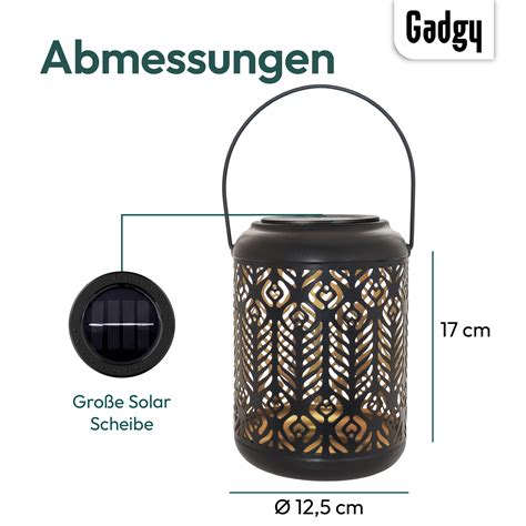 Gadgy Solar Lantern Pauw Set Schwarz Gold Metall Solargarten