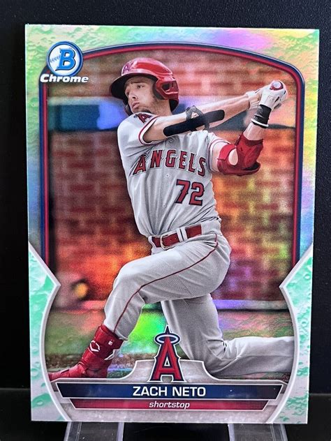 2023 Bowman Chrome Lunar Glow Refractor BCP 64 Zach Neto Los Angeles