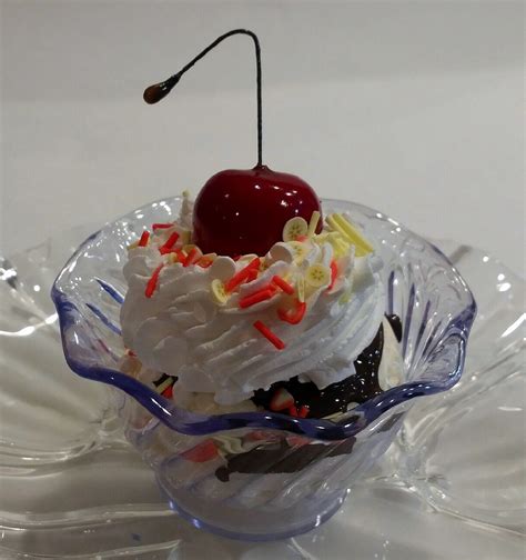 Fake Ice Cream Sundae Vanilla Banana Split Sundae Parfait Prop