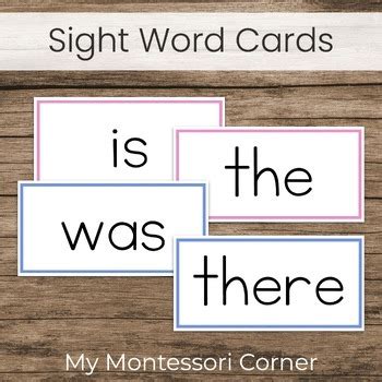 Sight Word Flashcards Montessori Pink And Blue Series By My Montessori