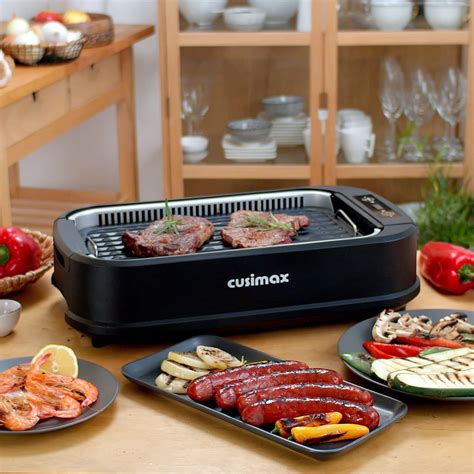 Cusimax Black Electric Portable Indoor Smokeless Grill Cusimax