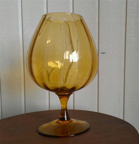 Amber Glass Pedestal Vase Hand Blown Italian Art By Laurelbizarre