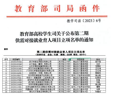 喜报！我校获批14项教育部第二期供需对接就业育人项目 武汉轻工大学新闻网