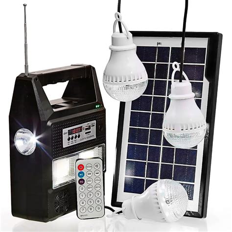 Bateria Portátil Painel Solar Kit 3 Lâmpadas Led Rádio Mp3 Mercado Livre