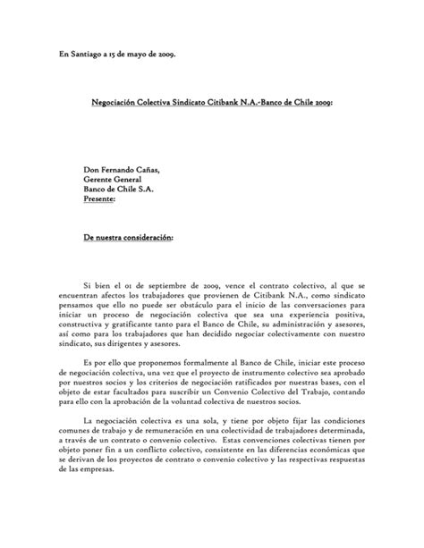 Carta Presentaci N Negociaci N Contrato Colectivo