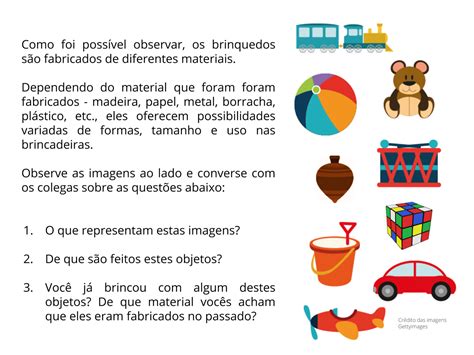 Plano De Aula 2o Ano Os Materiais Dos Brinquedos Fabricados No