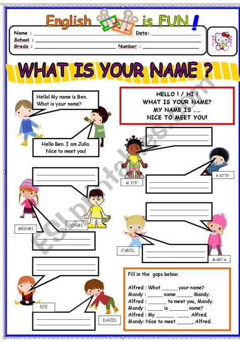 What Is Your Name Esl Worksheet By Bburcu