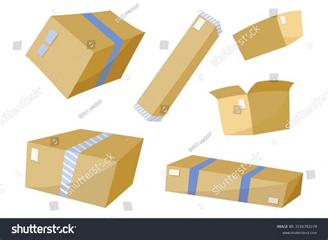 Cardboard Boxes Different Shapes Vector Illustrations Stock Vector ...