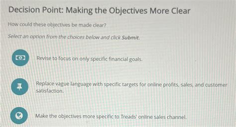 Solved Decision Point Making The Objectives More Clearhow Chegg