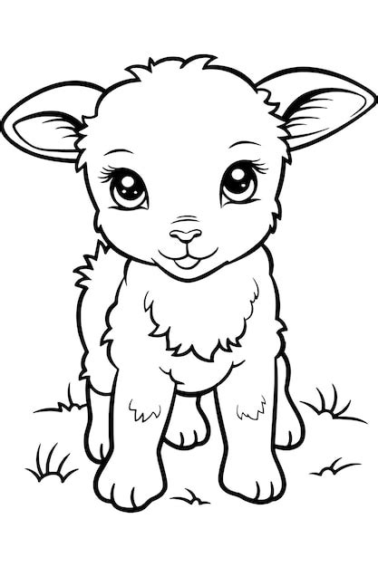 Premium Vector A Lamb Coloring Page For Kids