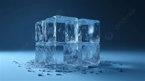 Four Ice Cubes Are Seen On A Blue Background D Rendering Ice Cube On