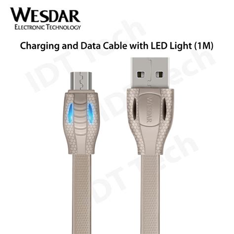 Wesdar T Micro Usb Charging And Data Cable With Led Light M