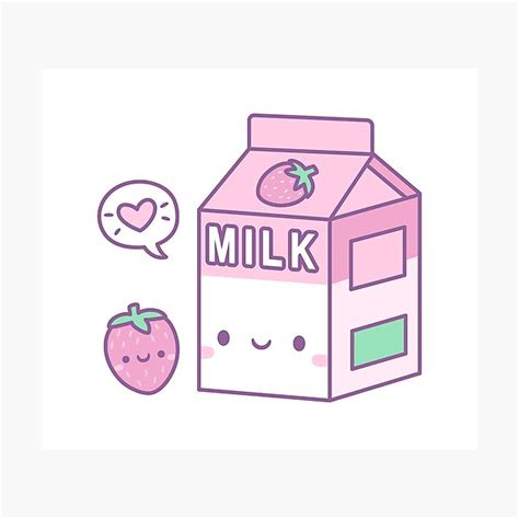 Cute Strawberry Milk Carton Photographic Print For Sale By