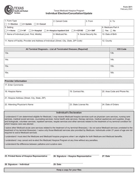 Form 3071 Download Fillable Pdf Or Fill Online Individual Election Cancellation Update Texas