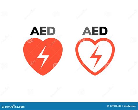 Aed Symbol Icon Heart First Aid Defibrillator Sign Stock Vector Illustration Of Arrest