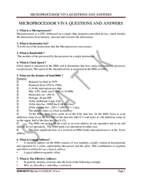 Pdf Microprocessor Lab Viva Questions And Answers