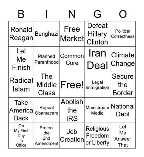 Republican Debate 102815 Bingo Card